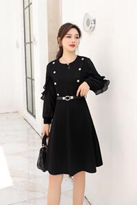 时尚修身显瘦连衣裙黑色m一XXL图片