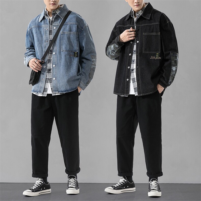 春秋季新款工装牛仔男韩版潮流夹克搭配三件套套装DF153T,男装夹克,电商A102