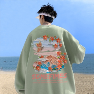 ！直播品质 重磅宽松大码港风水彩花圆领卫衣WY113-特p28图片