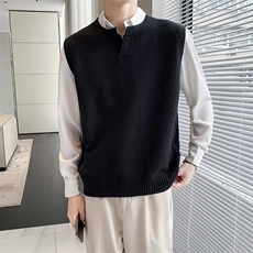 男士秋冬无袖毛衣背心纯色打底针织衫2025新款宽松坎肩马甲男M15，男装背心/马甲，星座516A