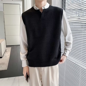 男士秋冬无袖毛衣背心纯色打底针织衫2025新款宽松坎肩马甲男M15图片