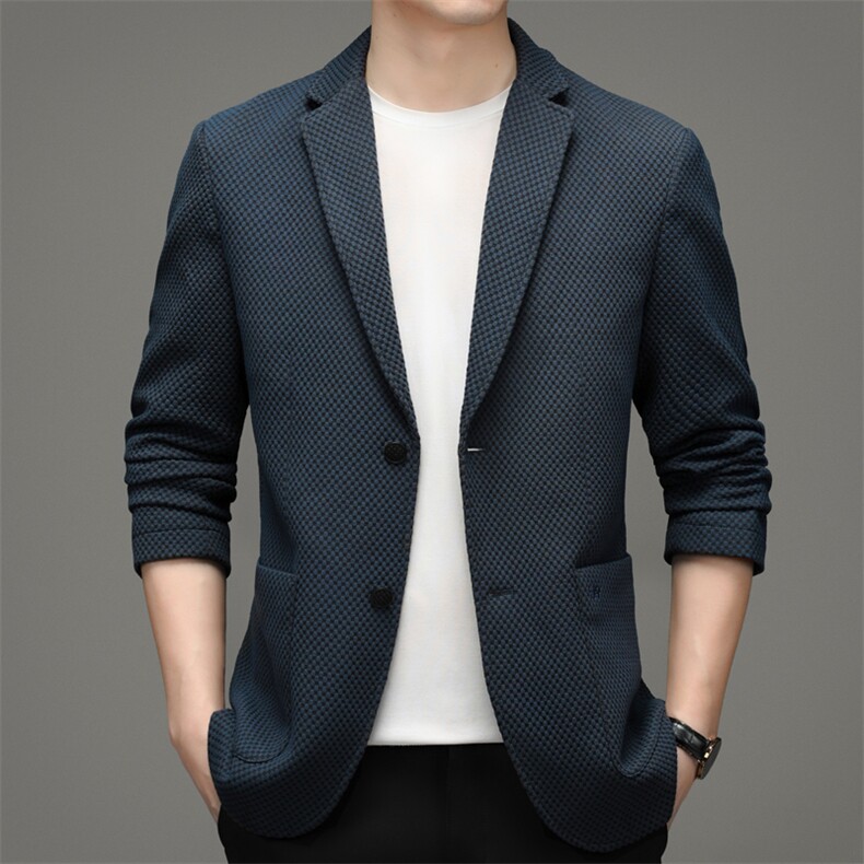 中老年2023年翻领上衣单排扣春季口袋长袖时尚西服SL82156,男装西服,钱塘6003（原4033）