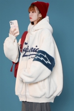 冬款加绒加厚羊羔绒棉衣中性风刺绣连帽外套男女920-P110控价158，男装棉衣，电商A441-1