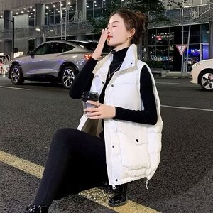 流行气质秋冬新款纯色立领百搭棉马夹潮流马甲慵懒新款常规ins图片