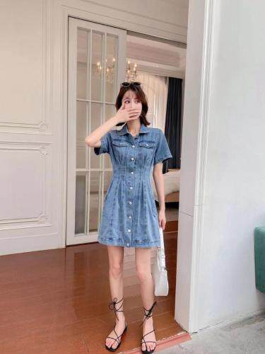牛仔收腰连衣裙,女装连衣裙,QY2