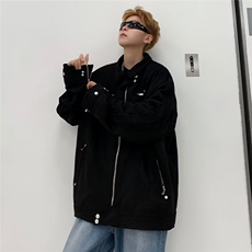 麂皮绒解构排扣拉链夹克外套休闲高街高级百搭外套潮JK8221，男装夹克，星座1116A-1（原606A）