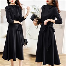 现货-2023秋季新款时尚气质显瘦大摆连衣裙，女装连衣裙，新思路