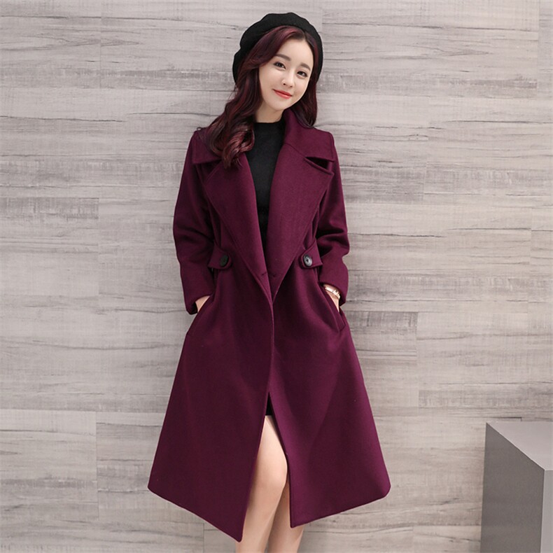 纯色甜美长袖中腰2020年冬季显瘦修身毛呢外套,女装毛呢外套,尚娜萱