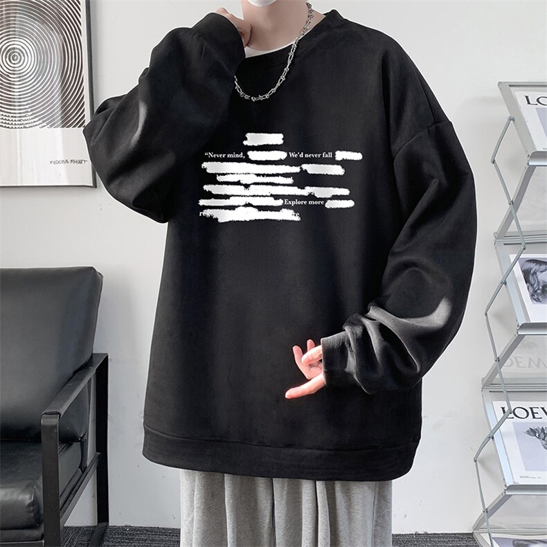 麂皮绒卫衣男大码重磅长袖t恤男JW81445-P35加绒款P45,男装T恤,电商A040