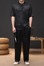 夏季新款风立领盘扣龙纹印花休闲短袖T恤提花时尚套装7826P60，男装T恤，电商B226-2（原B217-2）