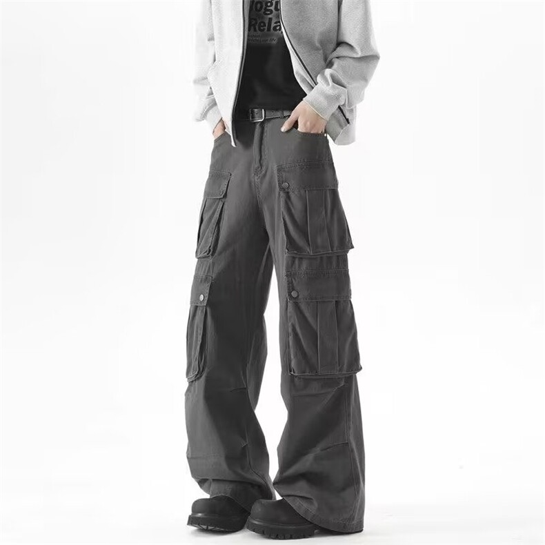 美式复古高街多口袋工装裤男宽松阔腿休闲裤潮牌山系户外伞兵裤子，男装工装外套，星座1210-1
