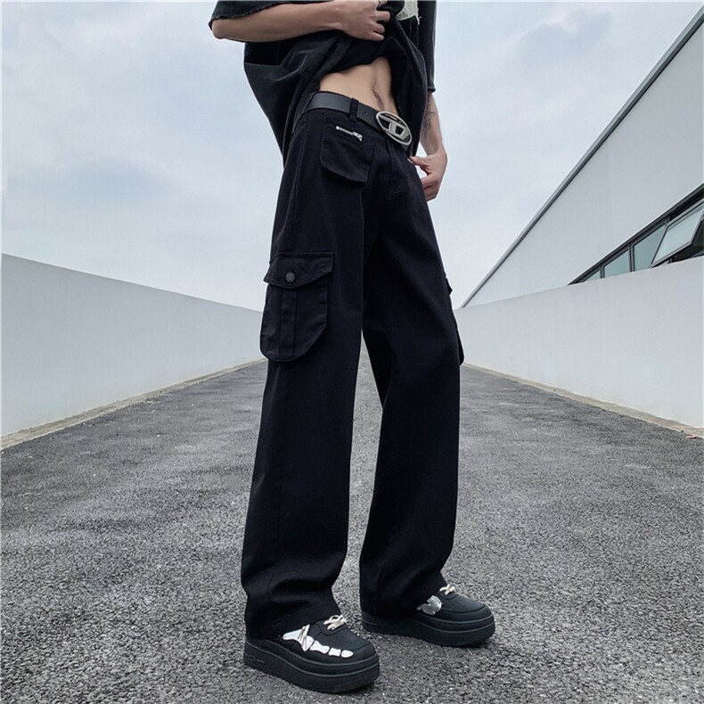 工装裤男春夏薄款多袋裤宽松直筒长裤百搭休闲裤K0217-P48,男装休闲裤,星座308B-1