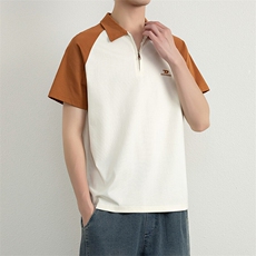 夏季短袖男刺绣翻领POLO衫拼接色T恤宽松休闲半袖上衣YD33997-P40，男装Polo衫，星座310B-3