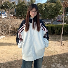 抖音得物高品质美式高街重磅结构织带拼接撞色立领卫衣外套CM41，男装卫衣，电商A486