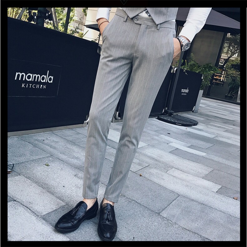 A450-ZD90-P50春夏英伦条纹休闲西裤九分裤发型师，男装休闲裤，星座1904A