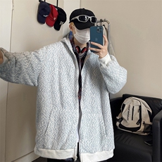 秋装oversize潮牌男女同款连帽开衫卫衣新款针织衣外套HY629P75，女装短外套，电商A102B