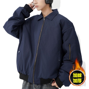 现货秋冬季美拉德立领飞行立领夹克boxy棉衣美式高街加厚加棉外套图片