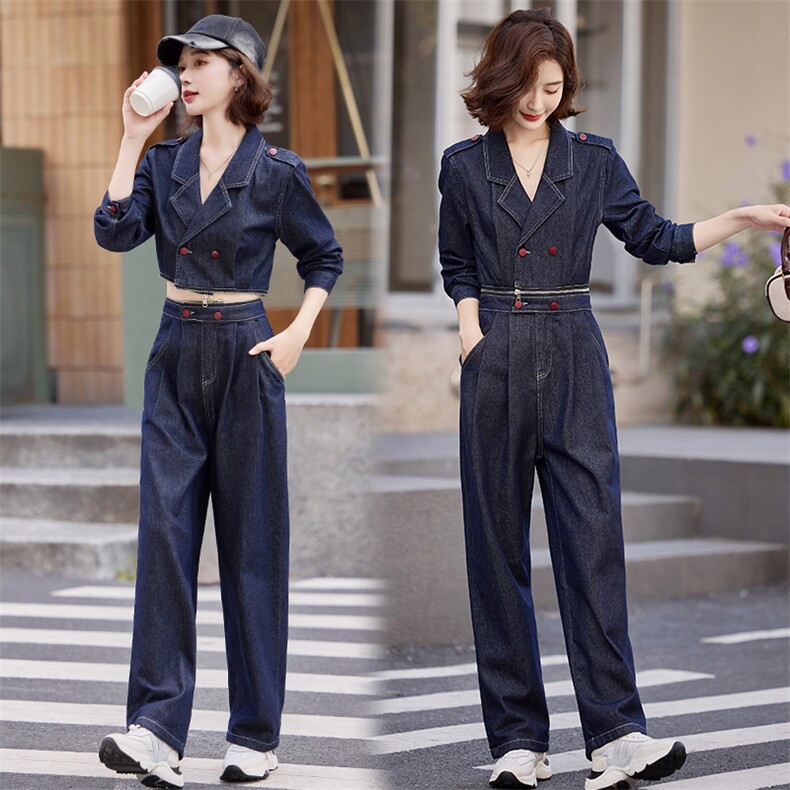 （现货）2026新款女春秋拉链肩章连身裤高端可拆卸工装牛仔连体裤，女装连体裤，印象茜