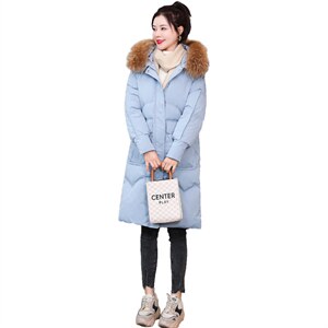 羽绒服女2021年新款白鸭绒中长款修身显瘦大毛领大码外套防寒服图片