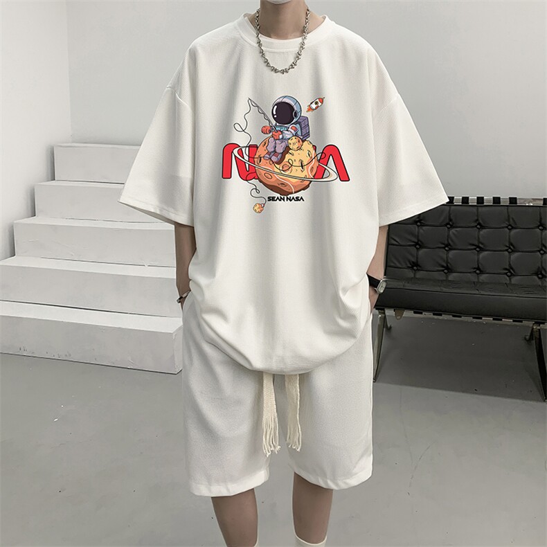 华夫格套装运动短袖t恤套装休闲两件套一套HZ84287-P44,男装T恤,电商A040