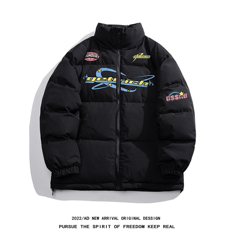 白底22冬季新品设计感潮流印花保暖厚款立领棉衣MY7024P85控118，男装棉衣，电商A247-1