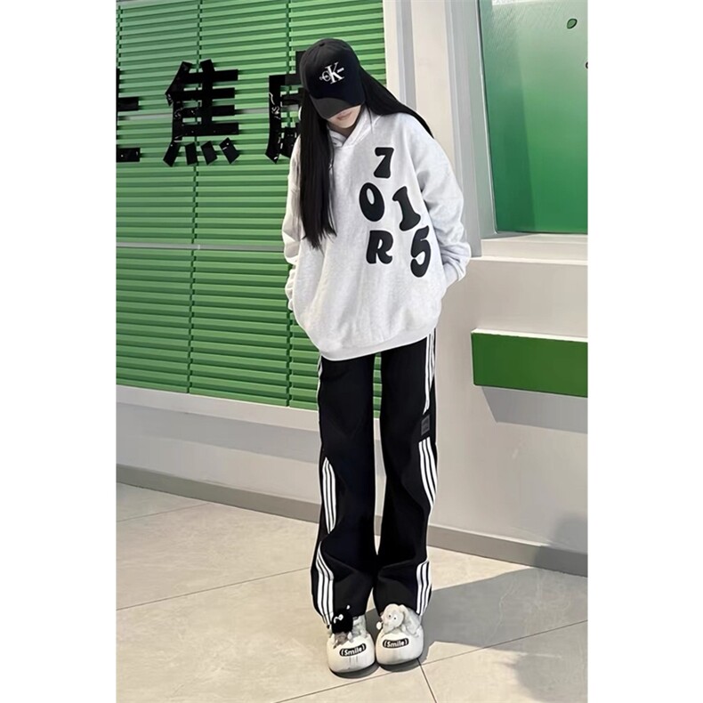 网图美式印章三条杠长裤巴黎神裤宽松直筒休闲裤KK181-P50,男装休闲裤,星座1213