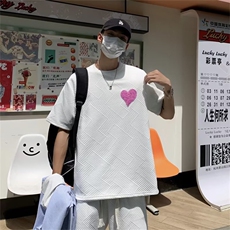 2025夏新款爱心休闲短袖套装TZ62P45，男装T恤，星座1108