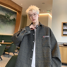 B225-仔仔图-C6602--P63-X79--美式口袋刺绣衬衫--聚酯纤维，男装衬衫，电商B225
