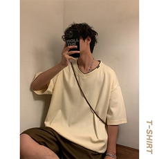 新款短袖男港风暖光夏季T恤休闲百搭假两件T恤男上衣TC3138-P30，男装T恤，星座717