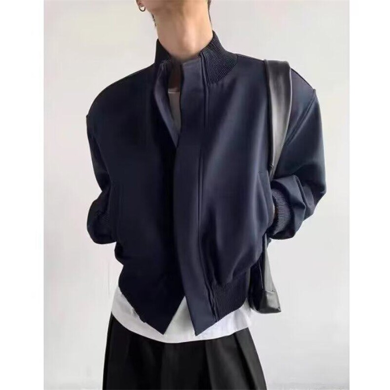 藏青色飞行员夹克男款春秋季cleanfit美式高街情侣棒球服宽松外套,男装夹克,星座603-2
