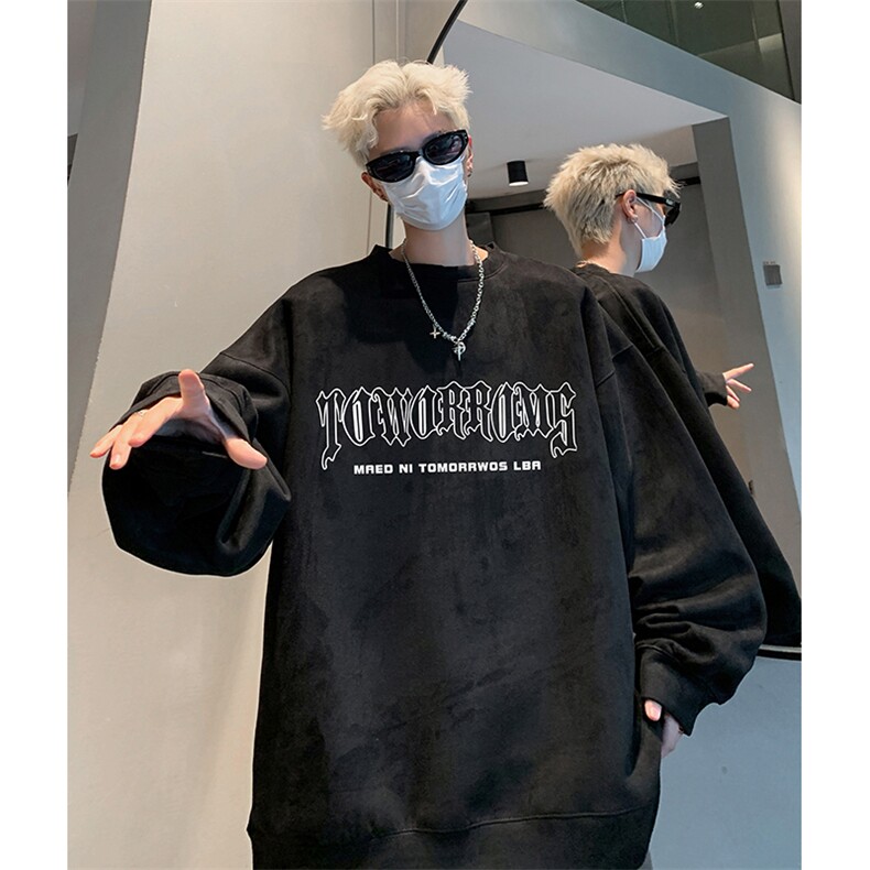 抖音得物供货提供视频秋冬重磅美式麂皮绒圆领卫衣JY350,男装卫衣,电商A486
