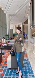 秋装格子西装,女装西装,米壹