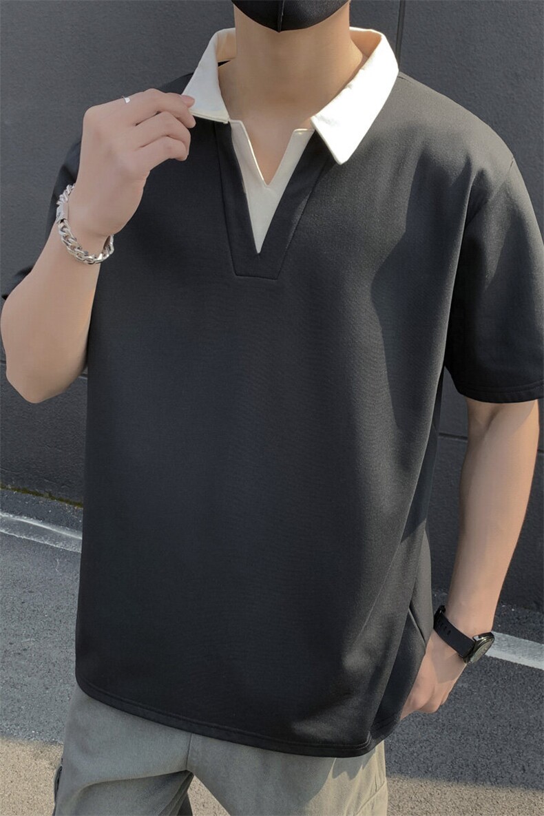 夏季大码公版拼色翻领POLO衫男休闲T恤短袖,男装Polo衫,星座1107-1