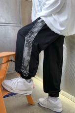 2025春季直筒运动裤腰果花卫裤宽松休闲裤男女A125-DK912-P45，男装休闲裤，电商A125