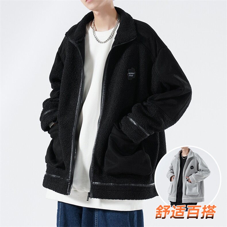 新品！两面穿双面绒外套男鹿皮绒羊羔绒保暖加绒加厚WT6605-P119,男装棉衣,星座717