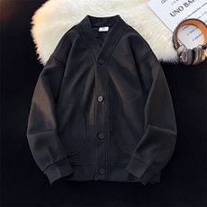 8XL-M羊羔绒开衫卫衣外套男秋冬季V领加绒加厚长袖上衣服KS001P58，男装卫衣，电商B312