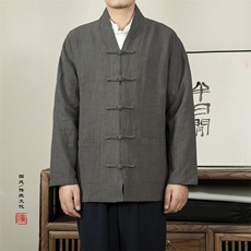 2025秋冬新款风新中式棉麻盘扣男士唐装外套H60P95，男装民族服装，钱塘802