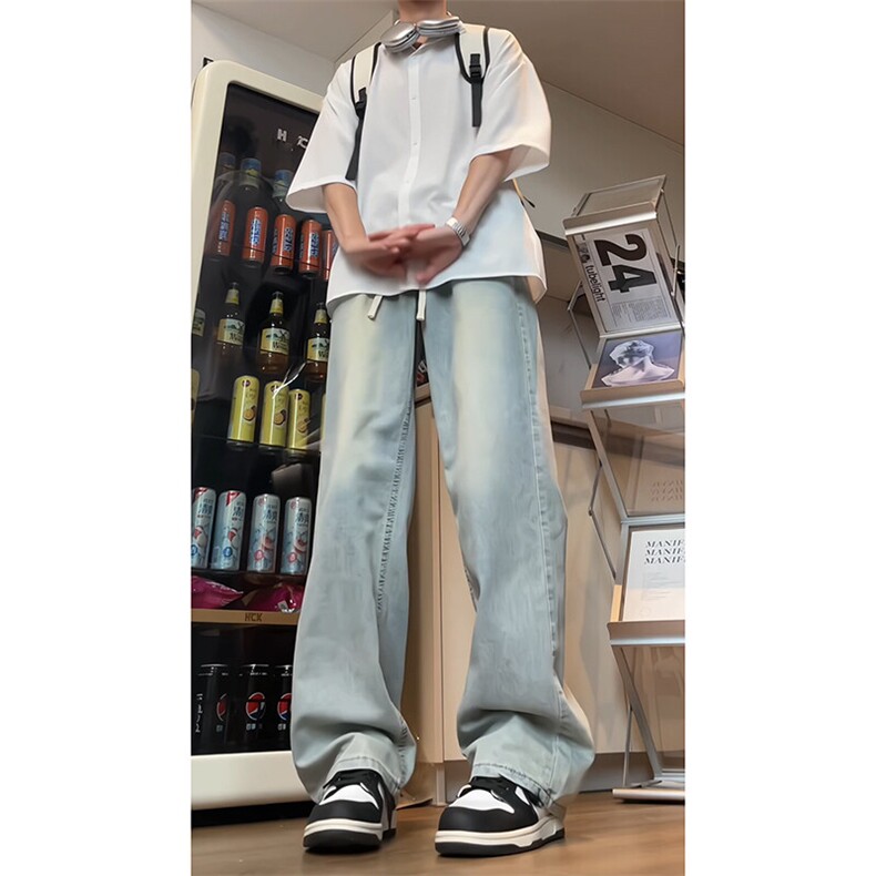 夏季宽松冰凉冰丝牛仔裤垂感宽松阔腿裤,男装牛仔裤,星座310A-4