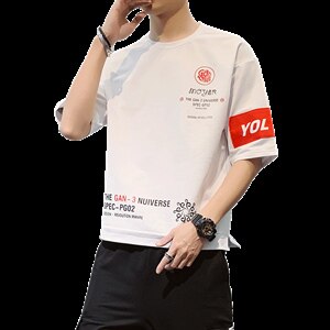 夏季圆领短袖T恤男ins韩版宽松潮流印花上衣服DT05P30图片