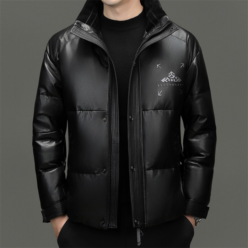 BG2439冬季海宁男士真皮绵羊皮面包服加厚羽绒夹克立领休闲皮衣,男装夹克,电商B360