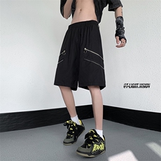 B221美式ins高街暗黑小众拉链宽松五分裤短裤LK23061-P50控68，男装休闲裤，电商B221