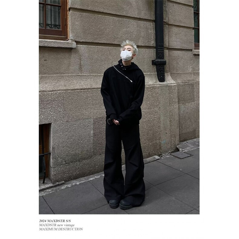 美式小众设计感拉链连帽卫衣男女款cleanfit潮牌嘻哈宽松休闲外套,女装短外套,四季星座505