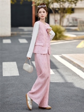现货。现货。2026年秋季时尚套装马甲阔腿裤三件套装，女装套装/套裙，艾仟回(原伊仟回)