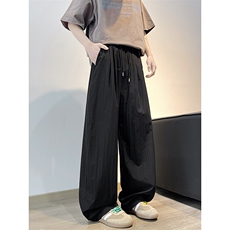 8XL-M冰丝凉感直筒裤子垂坠感大码薄款速干长裤阔腿裤KZ1956特P35，男装休闲裤，电商B238