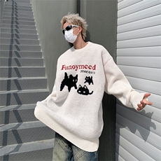 男生毛衣慵懒风oversize情侣穿搭秋冬圆领针织衫外套青年9184-p48，男装针织衫/毛衣，星座1008-1
