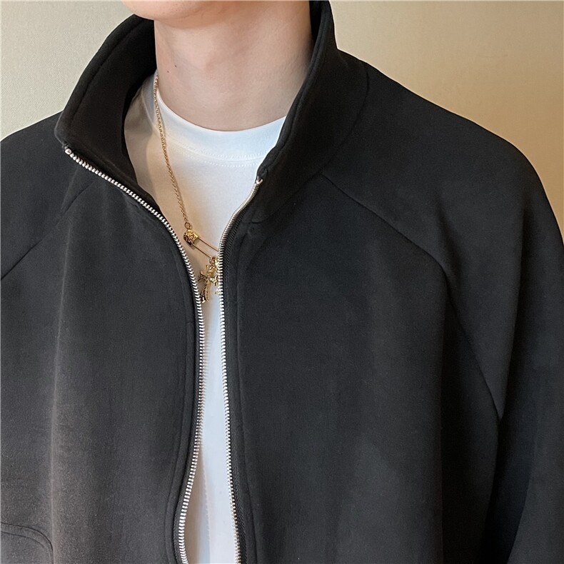 A450-KS7799-P105控价159秋冬加绒加厚防风绒立领夹克外套,男装夹克,电商A450