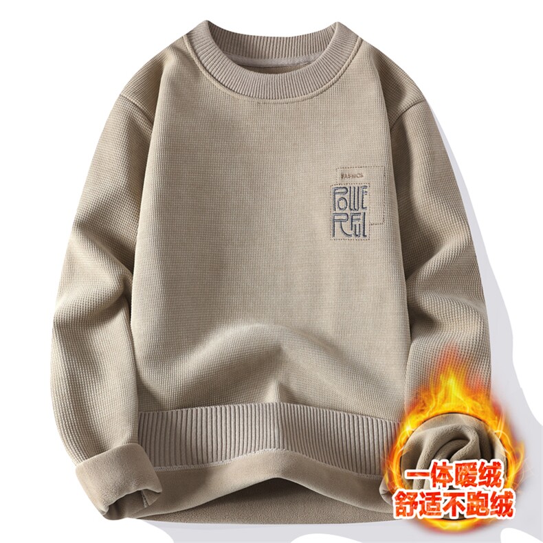 青年学生男士高品质休闲圆领华夫格一体绒毛衣打底针织衫M833-P52,男装针织衫/毛衣,星座310B-3