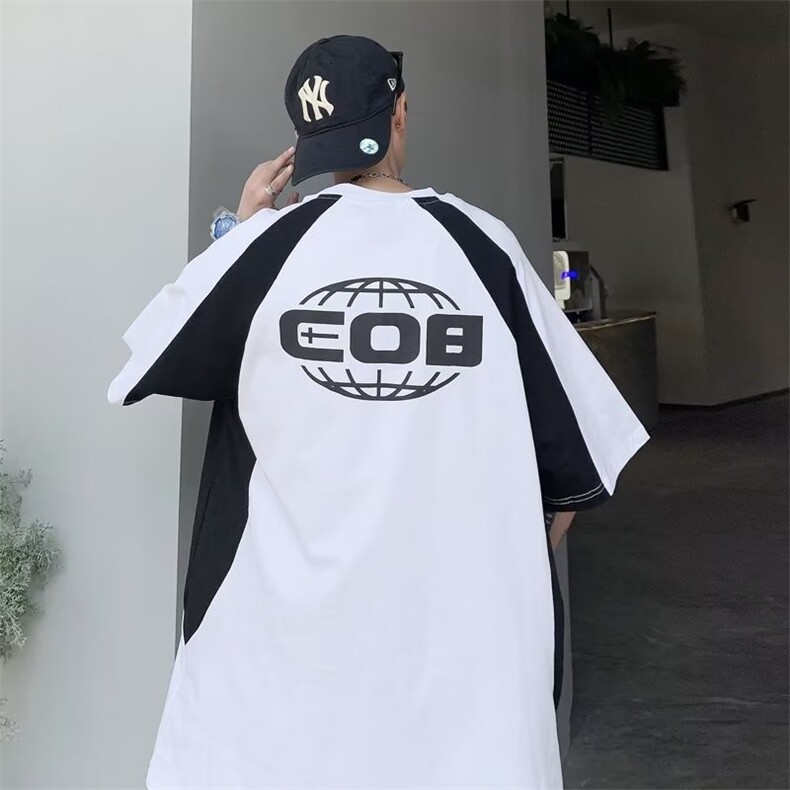 拉链款圆领宽松型甜酷潮流气质纯色T恤五分袖简约慵懒夏季,男装T恤,星座716-2