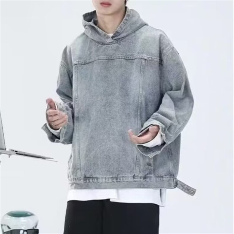 JK8605-P56美式复古潮牌做日水洗牛仔连帽外套男女高街情侣夹克,男装工装外套,电商B323A