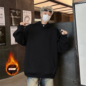 连帽卫衣男美式纯色加绒加厚秋冬新款潮百搭外套-A993P45加绒P50图片